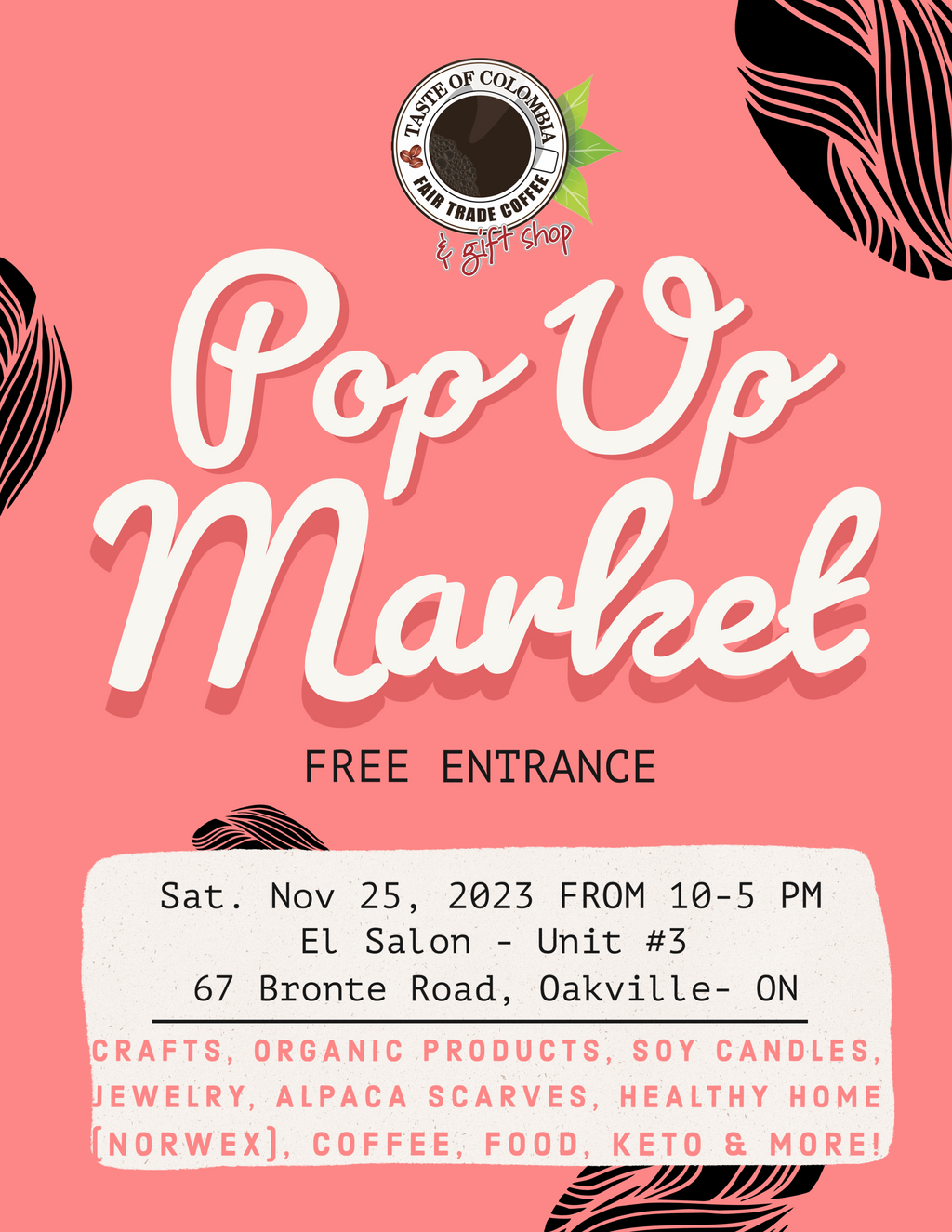Pop Up Market - November 25, 2023 10-5 pm