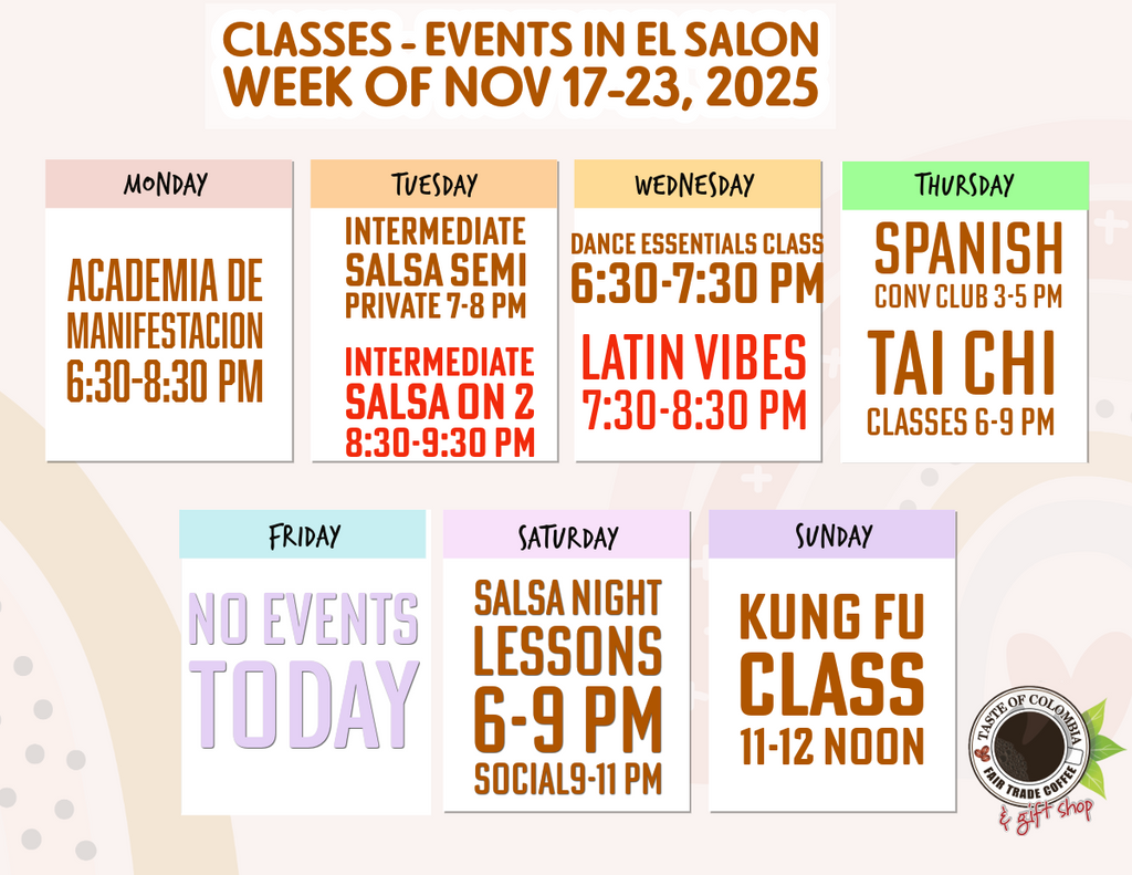 Calendar of Classes - Events in El Salon